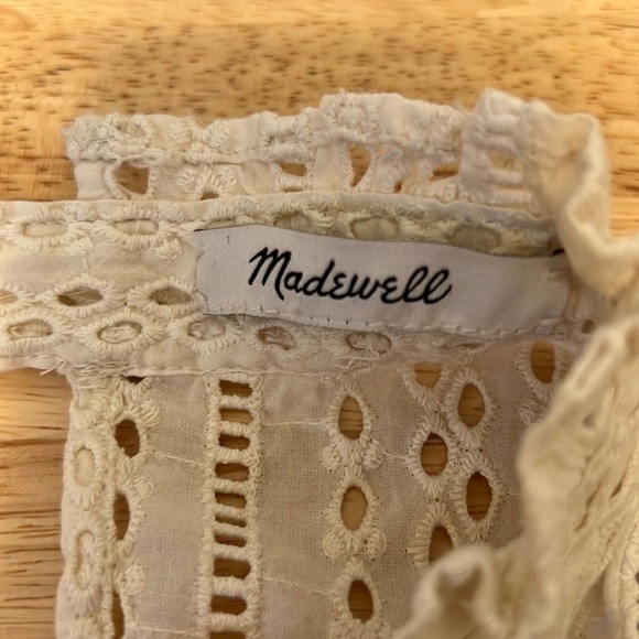 Madewell Eyelet Mockneck Ruffle Top Women's Small Cream - Picture 8 of 12